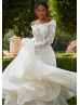 Off Shoulder Ivory Eyelash Lace Tulle Romantic Wedding Dress